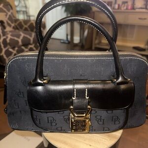 Dooney & Bourke 1975 Signature DOMED SATCHEL LEATHER TRIM BLACK Handbag